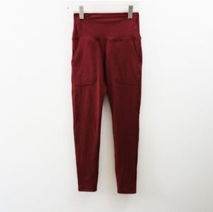 Women's High Rise Deep pockets Fleece Lined Leggings in Burgundy Red (S/M) NWOT!